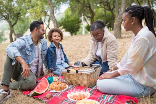 group of friends enjoying a picnic in the park
