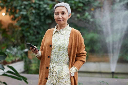 a senior gardening with a smile