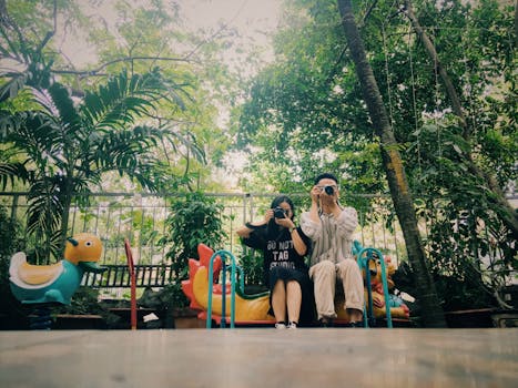 Lush park with people enjoying the outdoors